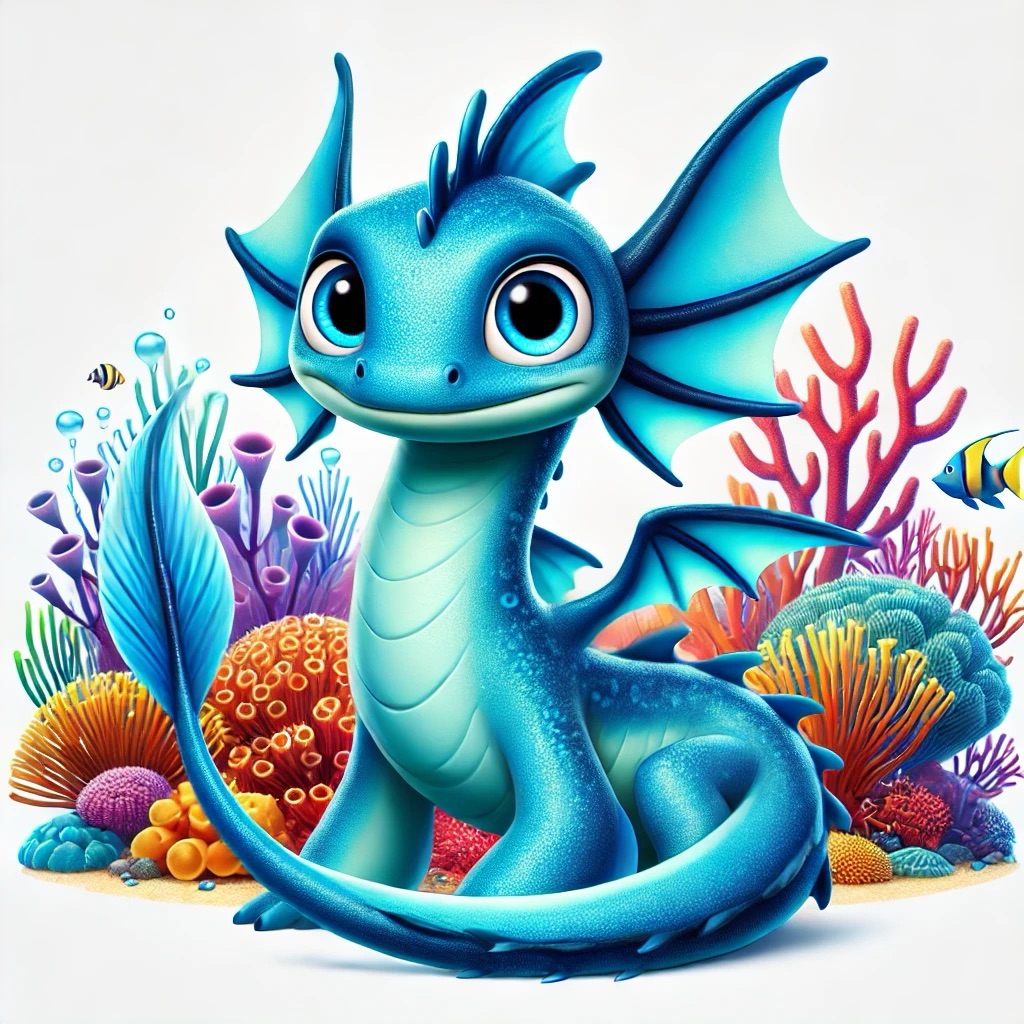 Splash The Blue Sea Dragon Sitting in a Vibrant Coral Reef